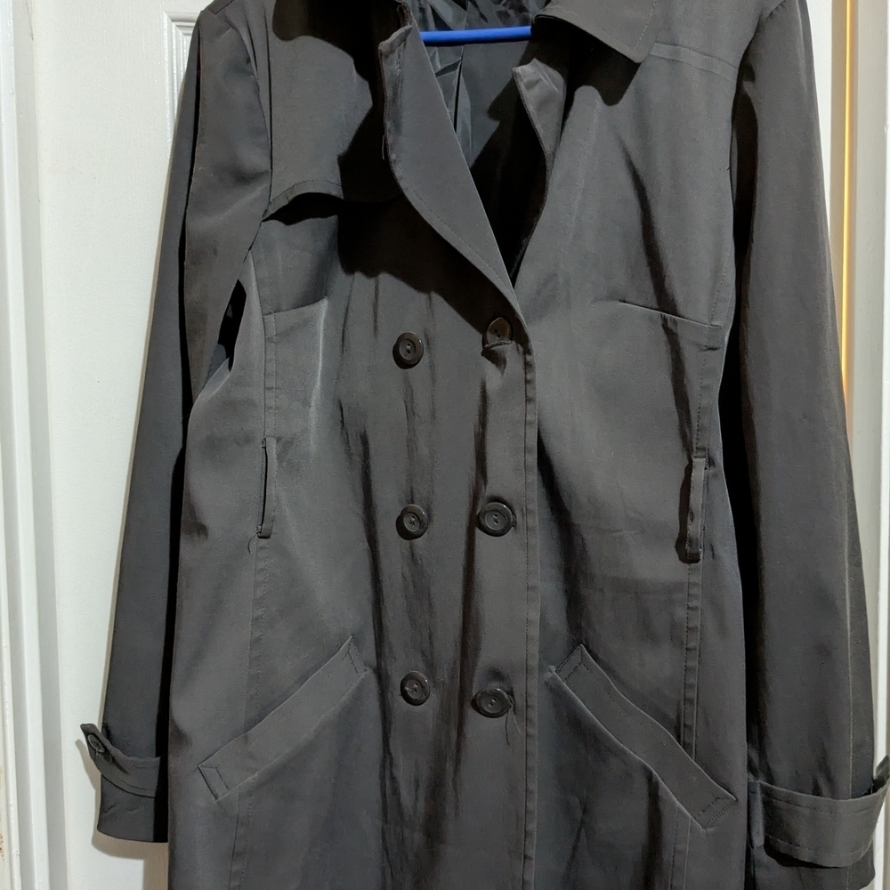 AB Studio Gray Trench Coat Classic Design 16 - Picture 3 of 11